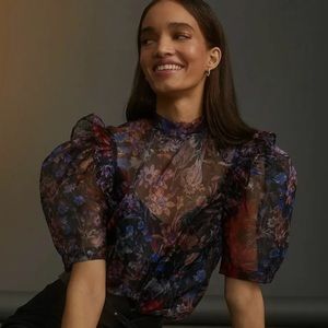 MAEVE x Anthropologie floral organza blouse | Size M